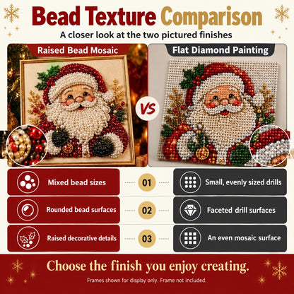 Raised bead details compared with a flat diamond painting surface