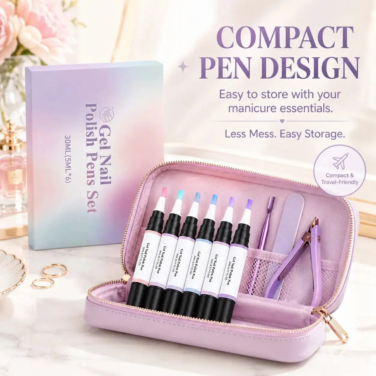 💅✨6-Color Pearl Gel Nail Polish Pen Set for Easy DIY Nails