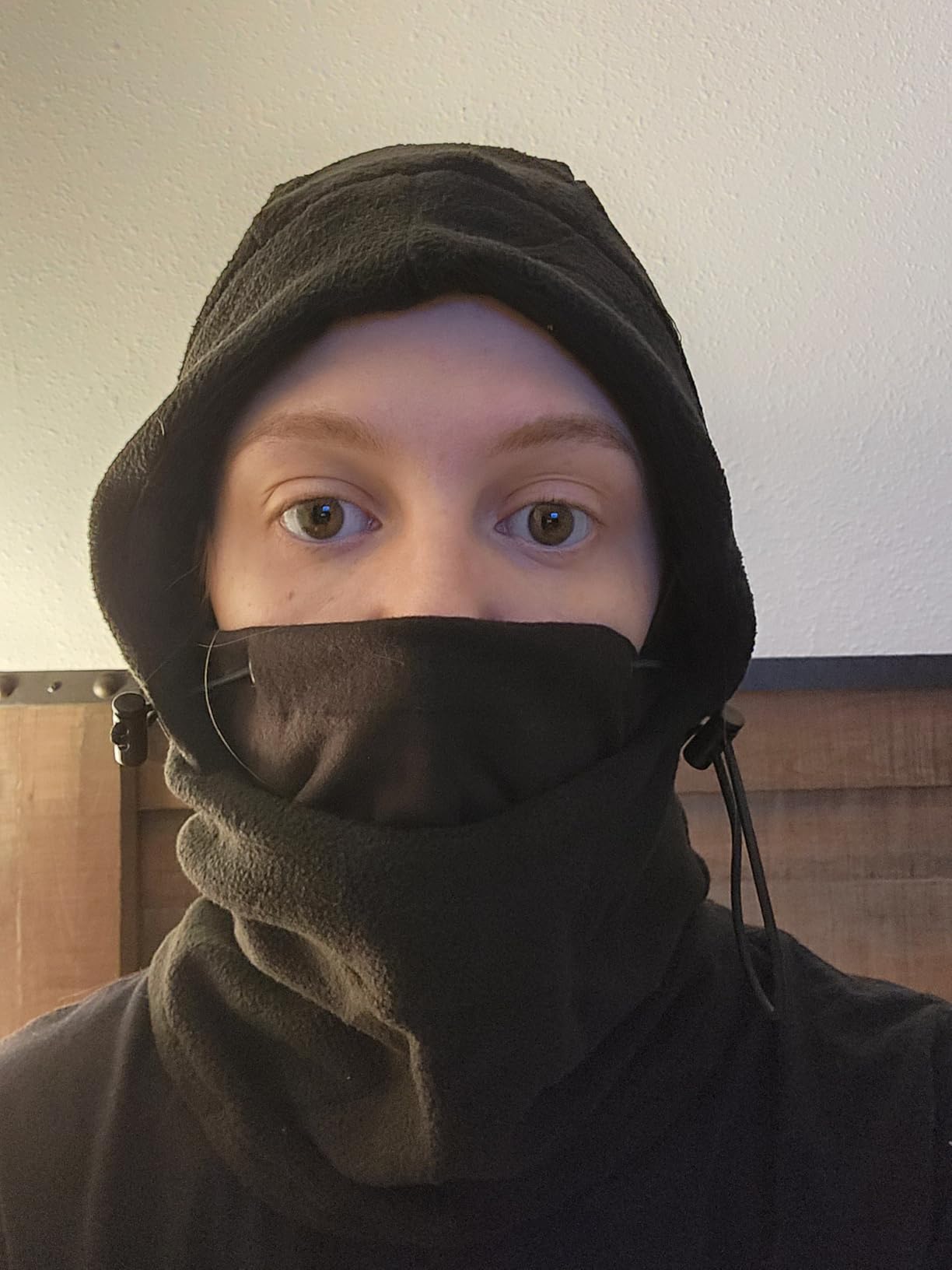 Balaclava ski mask in use